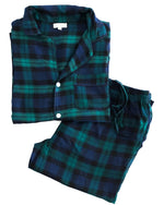 Bild in den Galerie-Viewer laden, Herren Pyjama blau kariert Flanell