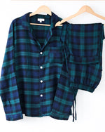 Bild in den Galerie-Viewer laden, Herren Pyjama blau kariert Flanell