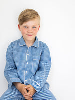 Bild in den Galerie-Viewer laden, Unisex Pyjama blau kariert