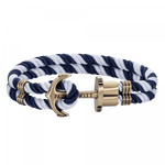 Bild in den Galerie-Viewer laden, Ankerarmband Phrep Messing Nylon Marineblau Weiß, diverse Modelle - Klüngelkram Paul Hewitt