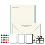 Bild in den Galerie-Viewer laden, Briefpapier Set - 50 Briefbögen A5 mit Umschlag im Geschenkkarton, diverse Farben, individualisierbar - Klüngelkram Druckateur