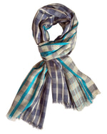 Bild in den Galerie-Viewer laden, Damenschal blau kariert - Klüngelkram Indian Affairs