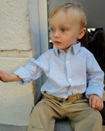 Bild in den Galerie-Viewer laden, Jungen - Hemd Leinen blau gestreift - Klüngelkram Indian Affairs