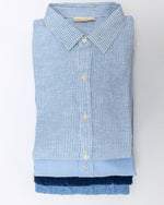 Bild in den Galerie-Viewer laden, Jungen - Hemd Leinen blau gestreift - Klüngelkram Indian Affairs