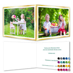 Bild in den Galerie-Viewer laden, Weihnachtskarten mit zwei Fotos gold glänzend gerändert Klappkarte A6, individualisierbar - Klüngelkram Druckateur