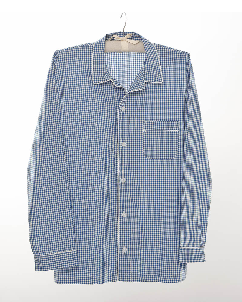 Herren Pyjama blau kariert