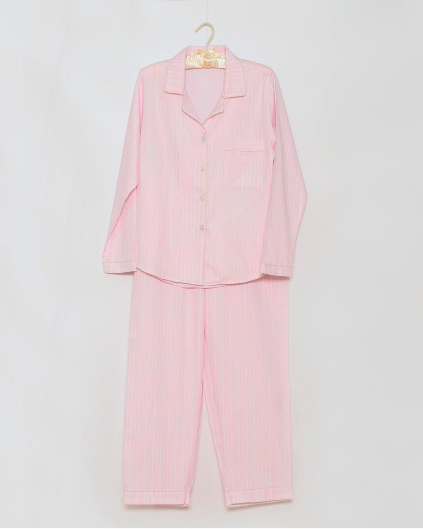 Damen Pyjama rosa Streifen