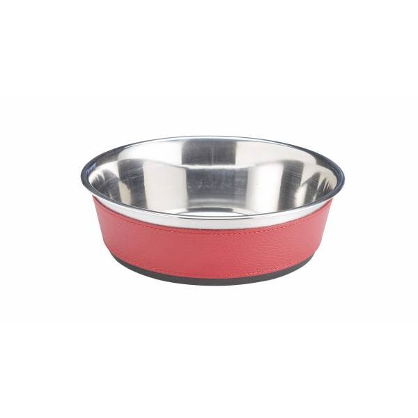 Alexandre Marieul Hundenapf mit Lederbezug Rot - Klüngelkram Gut Grambow Fieldsports