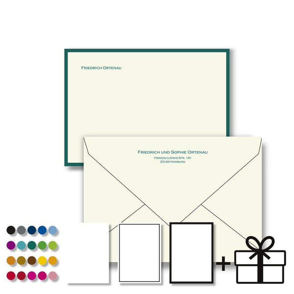 Briefkartenset - 50 Briefkarten A6, mit und ohne Rand, mit Umschlägen im Geschenkkarton, diverse Farben - Klüngelkram