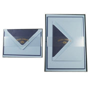 Crown Mill - Set, Briefkarten oder - Briefpapier mit Umschlägen, hellblau - blau, diverse Größen - Klüngelkram Druckateur