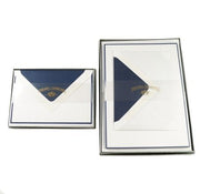 Crown Mill - Set, Briefkarten oder - Briefpapier mit Umschlägen, weiß - blau, diverse Größen - Klüngelkram Druckateur