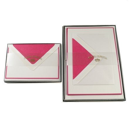 Crown Mill - Set, Briefkarten oder - Briefpapier mit Umschlägen, weiß - pink, diverse Größen - Klüngelkram Druckateur