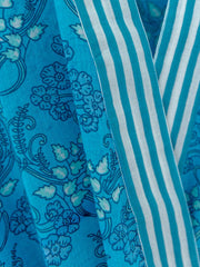 Damen Morgenmantel Kimono blau gemustert - Klüngelkram Indian Affairs