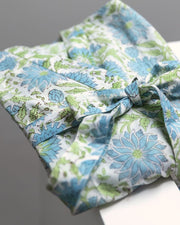 Damen Morgenmantel Kimono grün blau - Klüngelkram Indian Affairs