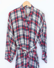 Damen Morgenmantel Kimono rot kariert - Klüngelkram Indian Affairs