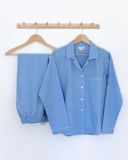 Damen Pyjama blau Popeline - Klüngelkram Indian Affairs