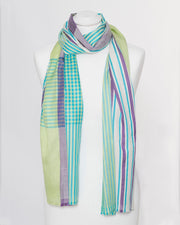 Damenschal blau grün Seide - Klüngelkram Indian Affairs