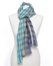 Damenschal blau kariert - Klüngelkram Indian Affairs