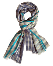 Damenschal blau kariert - Klüngelkram Indian Affairs