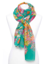 Damenschal Blumenmuster grün - Klüngelkram Indian Affairs