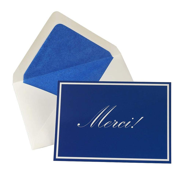 Grußkarte "Merci" royalblau mit Umschlag - 5er Set - Druckateur - Klüngelkram Druckateur