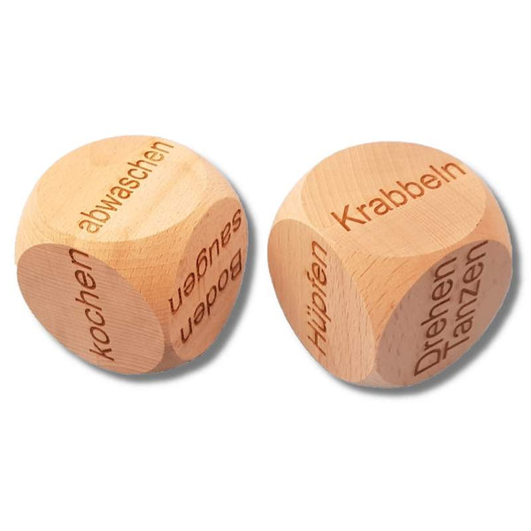 Holzwürfel (groß) mit Wunschgravur als Entscheidungshilfe, diverse Modelle, individualisierbar - Klüngelkram Stadtlandholz