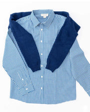 Jungen - Hemd blau Vichy Karo - Klüngelkram Indian Affairs