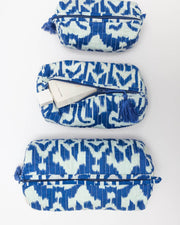 Kosmetiktaschen 3er Set Ikat blau - Klüngelkram Indian Affairs