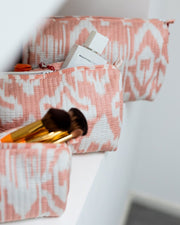 Kosmetiktaschen 3er Set Ikat rosa - Klüngelkram Indian Affairs