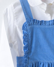 Latzkleid aus blauem Velour - Klüngelkram Indian Affairs