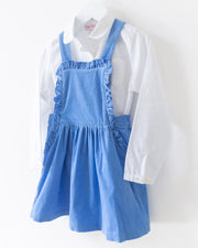 Latzkleid aus blauem Velour - Klüngelkram Indian Affairs