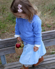 Mädchen Pullover Mittelblau Wolle - Klüngelkram Indian Affairs