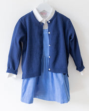 Mädchen - Strickjacke Dunkelblau Wolle - Klüngelkram Indian Affairs