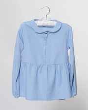Mädchenbluse blau Rüschenkragen - Klüngelkram Indian Affairs