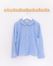 Mädchenbluse gestreift mit Volantkragen - Klüngelkram Indian Affairs