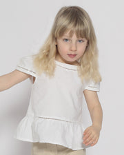 Mädchenbluse Weiss Hohlsaum Stickerei - Klüngelkram Indian Affairs