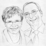 Portraitzeichnung Bleistift, 2 Köpfe, je nach Fotovorlage - Klüngelkram Claudia Frisch