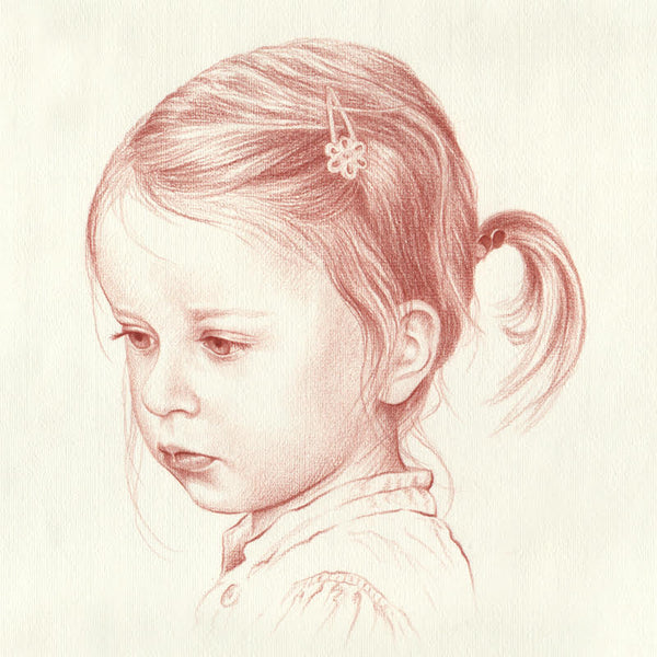 Portraitzeichnung Rötelkreide, 1 Kopf, je nach Fotovorlage - Klüngelkram Claudia Frisch