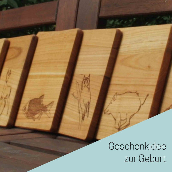Schneidebrett aus Kirschholz mit Wunschnamen - Klüngelkram Stadtlandholz