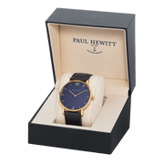 Uhr Sailor Blue Lagoon Gold, Leder schwarz, diverse Modelle - Klüngelkram Paul Hewitt