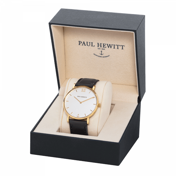 Uhr Sailor White Gold, Leder schwarz, diverse Modelle - Klüngelkram Paul Hewitt
