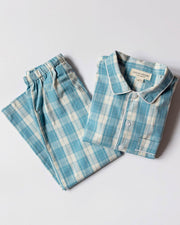Unisex Pyjama blaugrün kariert - Klüngelkram Indian Affairs
