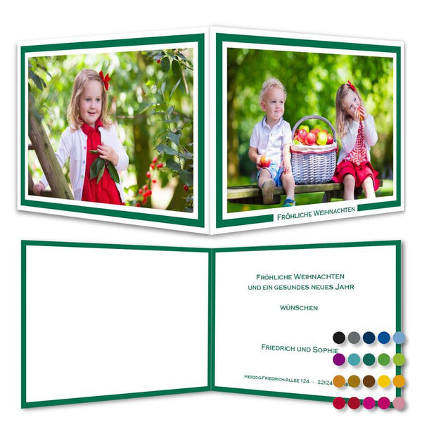 Weihnachtskarten breiter Rahmen mit Text  Klappkarte A6, individualisierbar - Druckateur - Klüngelkram Druckateur