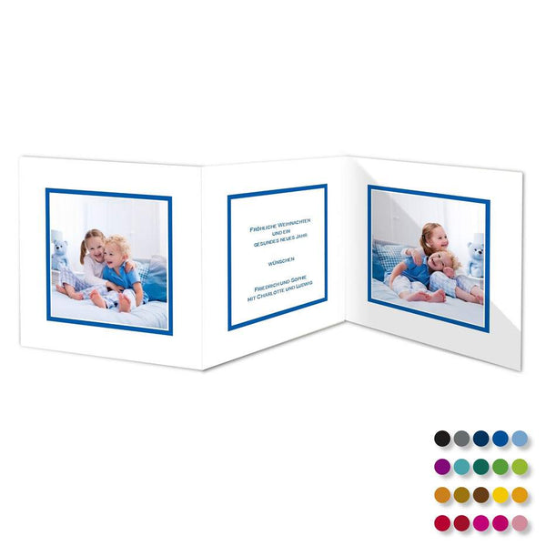 Weihnachtskarten Dreiseitiges Leporello - Quadrat mit Umschlag, individualisierbar - Druckateur - Klüngelkram Druckateur