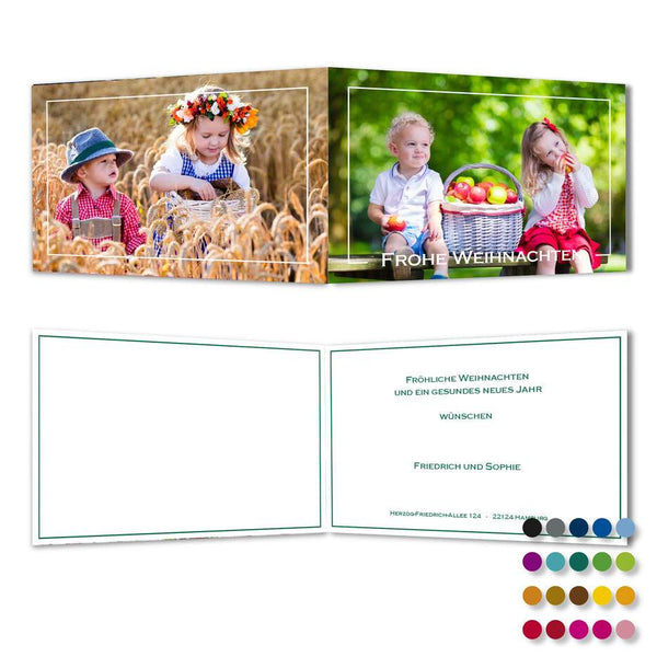Weihnachtskarten Foto mit weißem Rahmen - Diplomatenformat B6 Klappkarte, individualisierbar - Klüngelkram Druckateur