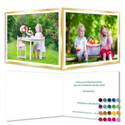 Weihnachtskarten mit zwei Fotos gold glänzend gerändert  Klappkarte A6, individualisierbar - Klüngelkram Druckateur