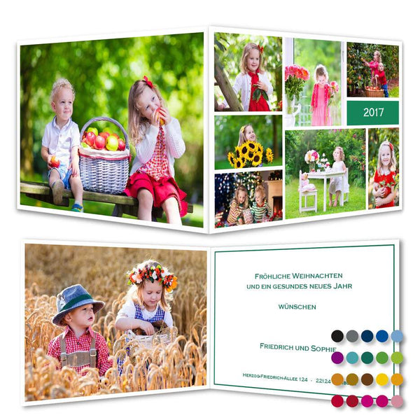 Weihnachtskarten sechs Seiten - 3 große Fotos + 6er Collage - A6, individualisierbar - Druckateur - Klüngelkram Druckateur