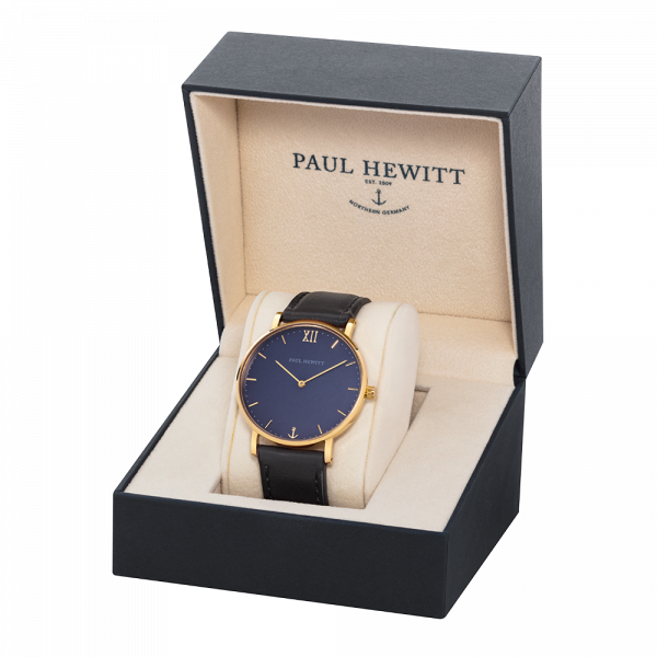 Paul Hewitt Uhr Sailor Line Blue Lagoon IP Gold Lederarmband