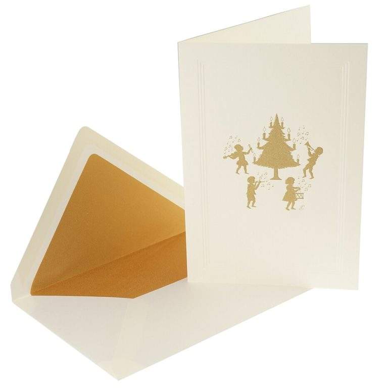 Edle Stahlstich-Weihnachtskarte mit MOtiv "Kinderreigen" in gold