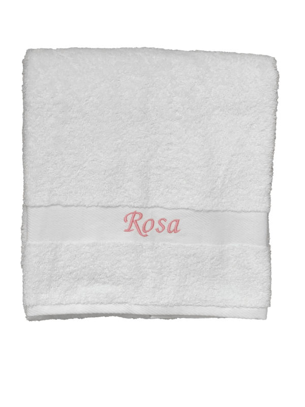 personalisiertes Handtuch weiß mit Name in rosa